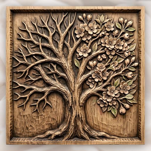 Blooming Cherry Blossom Tree Of Life CNC Relief STL