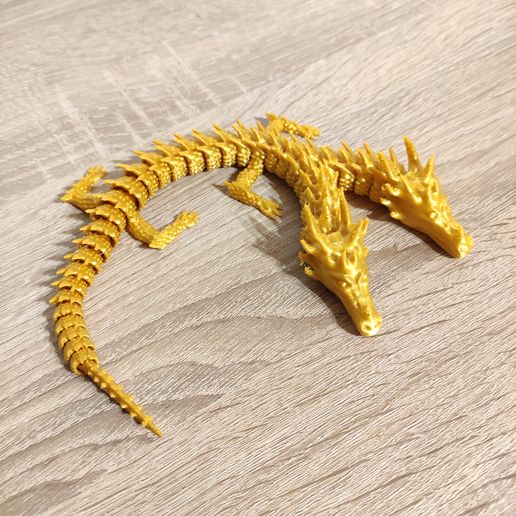 STL file ARTICULATED TWO HEADED DRAGON 🐉 ・3D printing