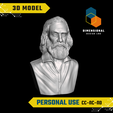 Walt-Whitman-Personal.png 3D Model of Walt Whitman - High-Quality STL File for 3D Printing (PERSONAL USE)