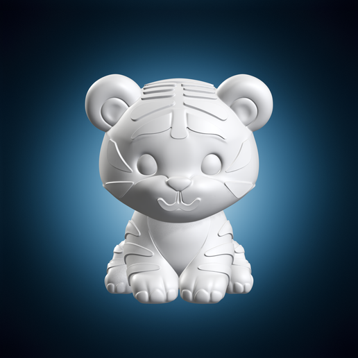 Cute Stylized Tiger Animal Sculpture