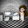 DSC_3942-копия.jpg Modern Miniature Bathroom Vanity Set 1:12 Scale. Dollhouse Furniture Bathroom Cabinet with Sink and Faucet