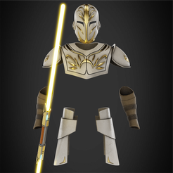TempleGuardArmorBundleFrontal.png Fichier STL Garde du Temple Jedi Armure complète et sabre laser pour Cosplay・Design pour imprimante 3D à télécharger