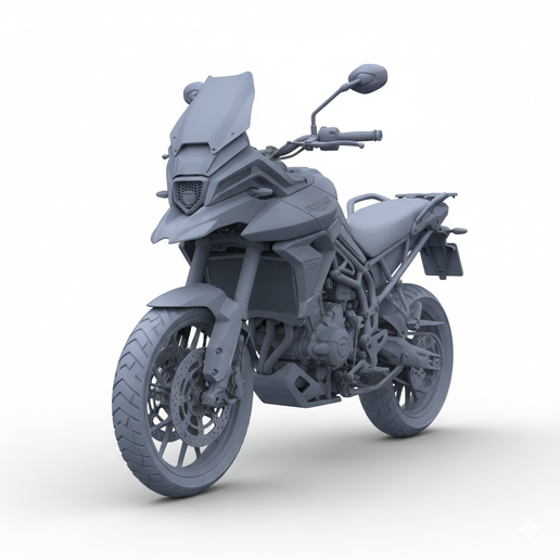 Triumph Tiger 900 motorcycle diorama, motorcycle, print ready motorcycle STL, motocross bike STL, motorbike, motorbike STL, high detail motorcycle STL, motorcycle miniature, sci fi motorcycle STL, street bike STL, motorcycle wall art STL, custom exhaust m