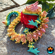 5.png Rose Dragon, Valentine's Day, Articulating Flexi Wiggle Pet, Print in Place, Fantasy