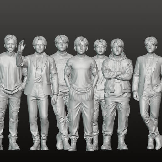 👾 BTS - Complete Set of 3D Figures (7 Members) - 1/64th Scale