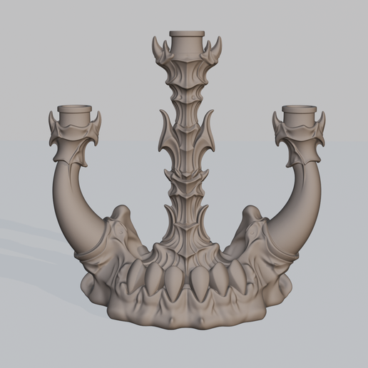 Broken Jaw Bone Candelabra, Gothic Skull Candle Holder 3D Print File, Horror Halloween Decor, Triple Candelabra, Spooky Table Centerpiece