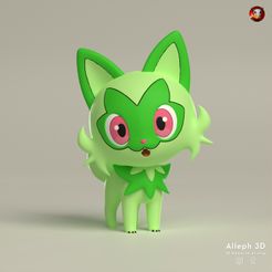 sprigatito-logo.jpg Файл STL Покемон Спригатито・Модель для печати в 3D скачать