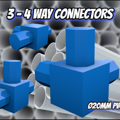 3e2d963c-eb67-4a12-b844-b57e616b04a7.PNG 3 & 4 Way Flat  Cube Elbow fittings / segments connectors Ø20mm PVC Pipe