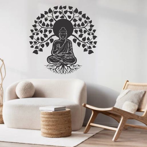 Budha with Tree 2D Wall Art