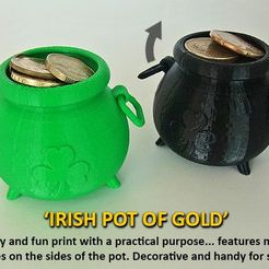 052b8df3a7d7f2f677eaf553e9161d30_display_large.jpg Free STL file Irish Pot of Gold・3D printer design to download