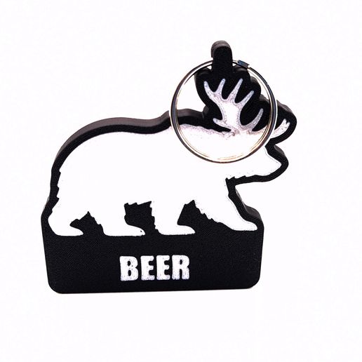 BEER Bear Keychain STL – Deer + Bear Pun – Hunting Keyring MULTICOLOUR