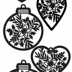 3.jpg Ornement de Noël - Pendentif - Ensemble de sapins de Noël Modèle d'impression 3D