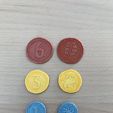 Printed coins.jpeg Coins for 7 Wonders boardgame