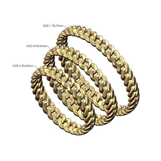 Chunky solid cuban link chain bangle 3D print model 3D model