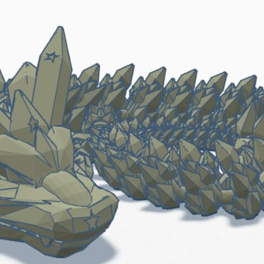 STAR CRYSTAL DRAGON, ARTICULATING FLEXI WIGGLE PET, PRINT IN PLACE, FANTASY, FLEXI CRYSTAL DRAGON 3D model