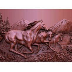 Horses-CNC-5.1.jpg STL file Horses 5 CNC・3D printer design to download