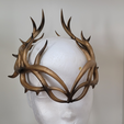 WIREFRAME_1200_1200_2-2.png Regal Antler Crown 3D Print Model for Cosplay & Home Decoration