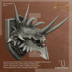 Tarrasque-Bust-Angle.png Fichier 3D Buste de Tarrasque・Modèle à télécharger et à imprimer en 3D