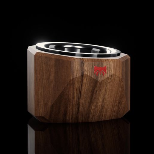 Wooden Luxury Cat Bowl Holder 3D model