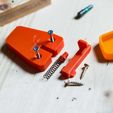 schloss-7050012.JPG Spring latch sliding door bolt lock: rubber band, metal spring, 3D printed spring