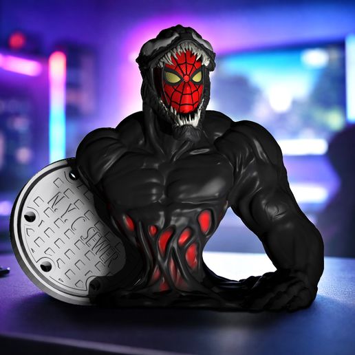 Spider-Man vs Venom Symbiote - Manhole Diorama Sculpture - High Detail Statue