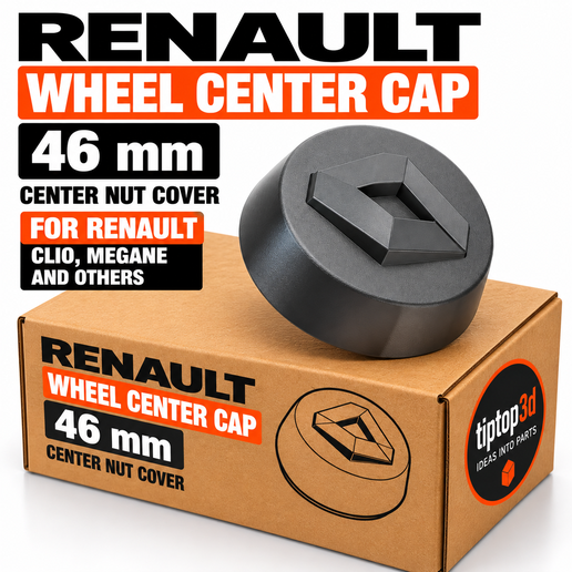 Renault 46mm Wheel Center Cap – 3D Printable Center Nut Cover