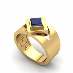 1.jpg STL file Square Sapphire Ring R 179・3D printing template to download, Regalia3D