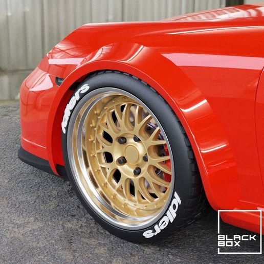 a5.jpg STL file RWB Style BBS 993 Front and Rear Set: Wheel, Tires and BRAKES!・3D print model to download, BlackBox
