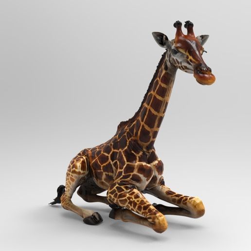 1/32 Scale Lying Giraffe - Realistic Resting Safari Animal Figure for Slot Car Diorama, Wildlife Scene & Miniature Display
