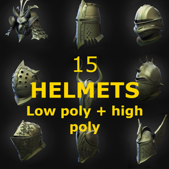 HELMETS.png 15 HELMETS Low poly and high poly