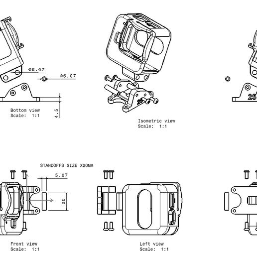 GOPRO-MINI-9.jpg GoPro Hero 11 Negro Mini Protector de cámara Para el Apex 5 RC / DC marcos + Placa base fija inclinación de la cámara 5 - 40 grados