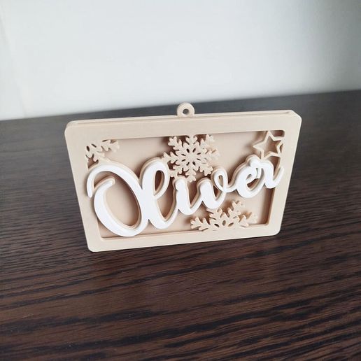 Gift card holder/Christmas tree decoration with name - Oliver 3D model