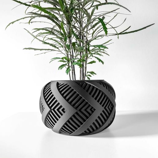 The Alko Planter Pot with Drainage Tray & Stand Included: Modern and Unique Home Decor for Plants and Succulents  | STL File - 3D model önizlemesi