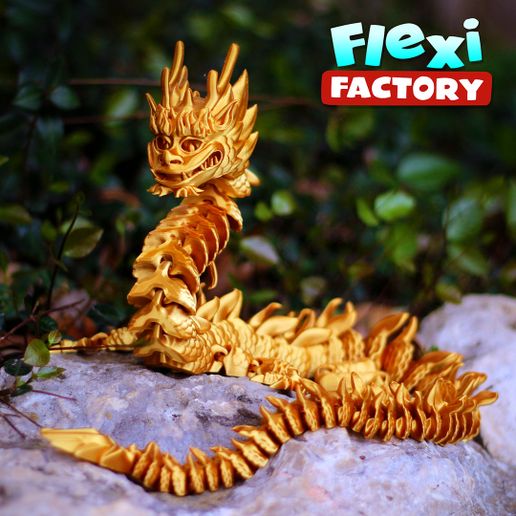 Flexi-Factory-Dan-Sopala-Dragon-06.jpg Fichier STL Flexi Print-in-Place Dragon impérial・Modèle à télécharger et à imprimer en 3D, FlexiFactory