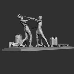 q1.jpg Бесплатный OBJ файл экшн-сцена с зомби・Шаблон для загрузки и 3D-печати