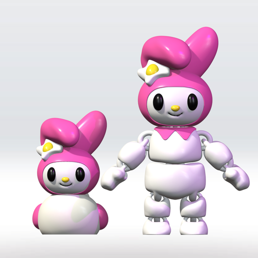 📁 Sanrio My Melody MultiColor Flexi STL file 3mf Articulated 3D