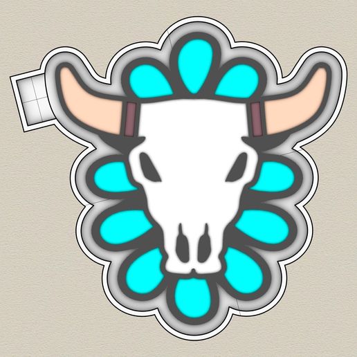 Turquoise Bull Skull - Western Cow Skull - Boho Southwestern - freshie mold - STL for silicone mold