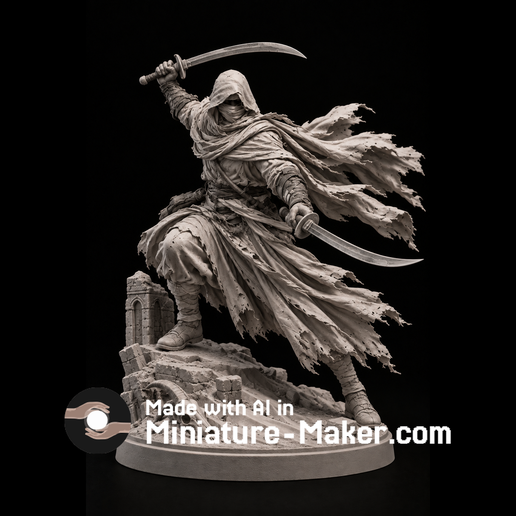 Desert Nomad 3D Printable DnD Miniature | Miniature-Maker 3D model