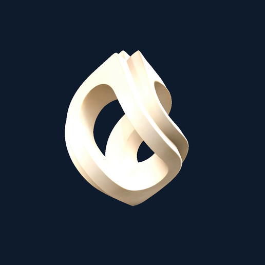 Abstract Double Loop Sculpture with Rounded Ribbon Edges STL