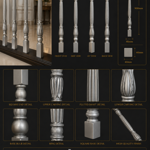 🏢 Classic Fluted Baluster 3D Model・ STL File for 3D printing and CNC ...