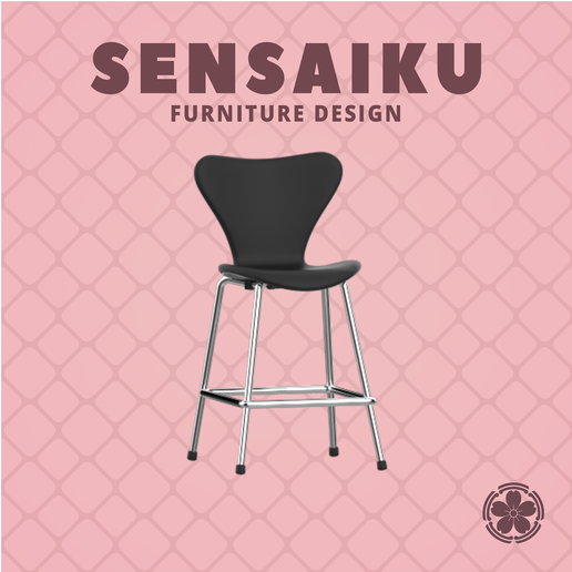 Miniature Replica 1:12 02. Arne Jacobsen 3107 Barstool for Miniature Dollhouse - Vitra - 3D Print Instant Download - Miniature Furniture Designer Series