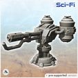 1-PREM.jpg Futuristic turret with cannon and double reloading pods (2) - Future Sci-Fi SF Post apocalyptic Tabletop Scifi Wargaming Planetary exploration RPG Terrain