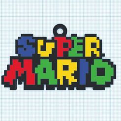 Foto-logo-super-mario-1.jpg Archivo STL Llaveros de SUPER MARIO BROS estilo PIXEL ART・Plan para descargar y imprimir en 3D