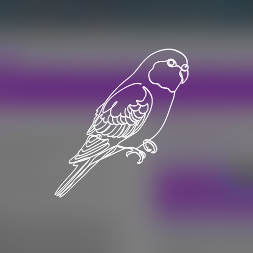 Bourke's Parrot 1 lineart 3d printed 3D model preview