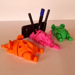 20220128_132818.jpg STL file Articulated Elephant Mobile & Pen Holder -- No Support Print In Place・3D printable design to download