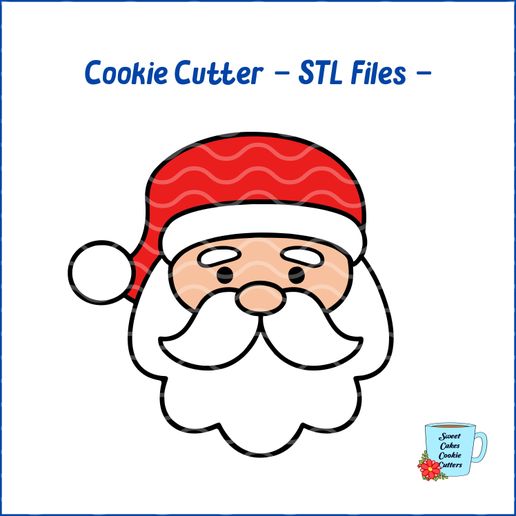Santa Cookie Cutter - Christmas Cookie Cutter - 8 STL Cookie cutter files - 3D model önizlemesi