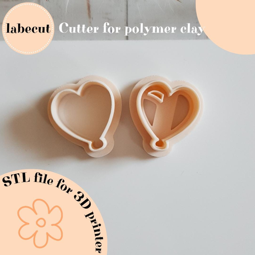 Heart baloon polymer clay cutter