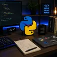 Creative-developer-workspace-with-coding-ambiance.webp Python Logo Desk Clock – 3D Printable Coding Workspace Decor