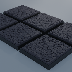 40mm-square-base-cobblestone-v2-ovw.png Archivo STL 6x Base cuadrada de 40mm con suelo de adoquines v2 (+toppers)・Design para impresora 3D para descargar