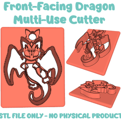 FrontFacingDragonSTLScreenshot.png Front Facing Dragon polymer clay cutter STL file